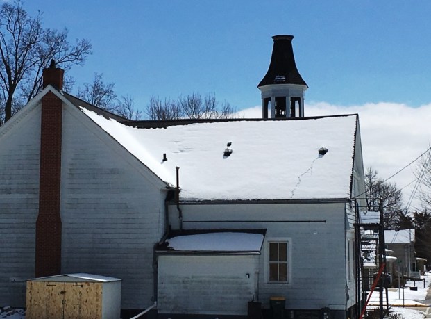 snow on rooftops