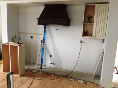 kitchen cabinets half installed