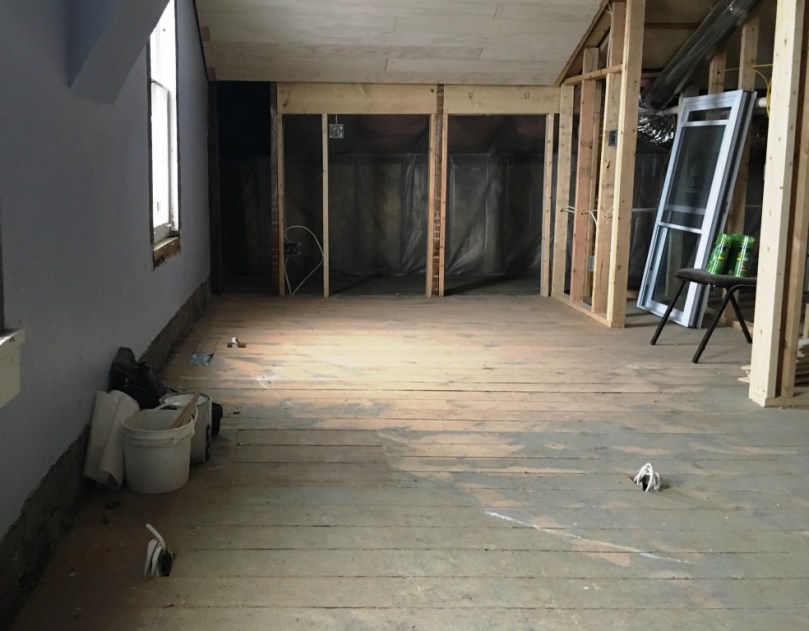 second floor half sanded