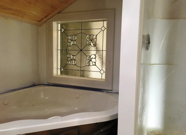 leaded glass over tub
